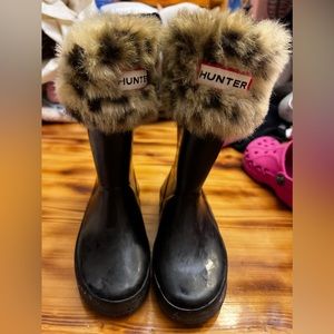 Hunter Kid Rain Boots with socks